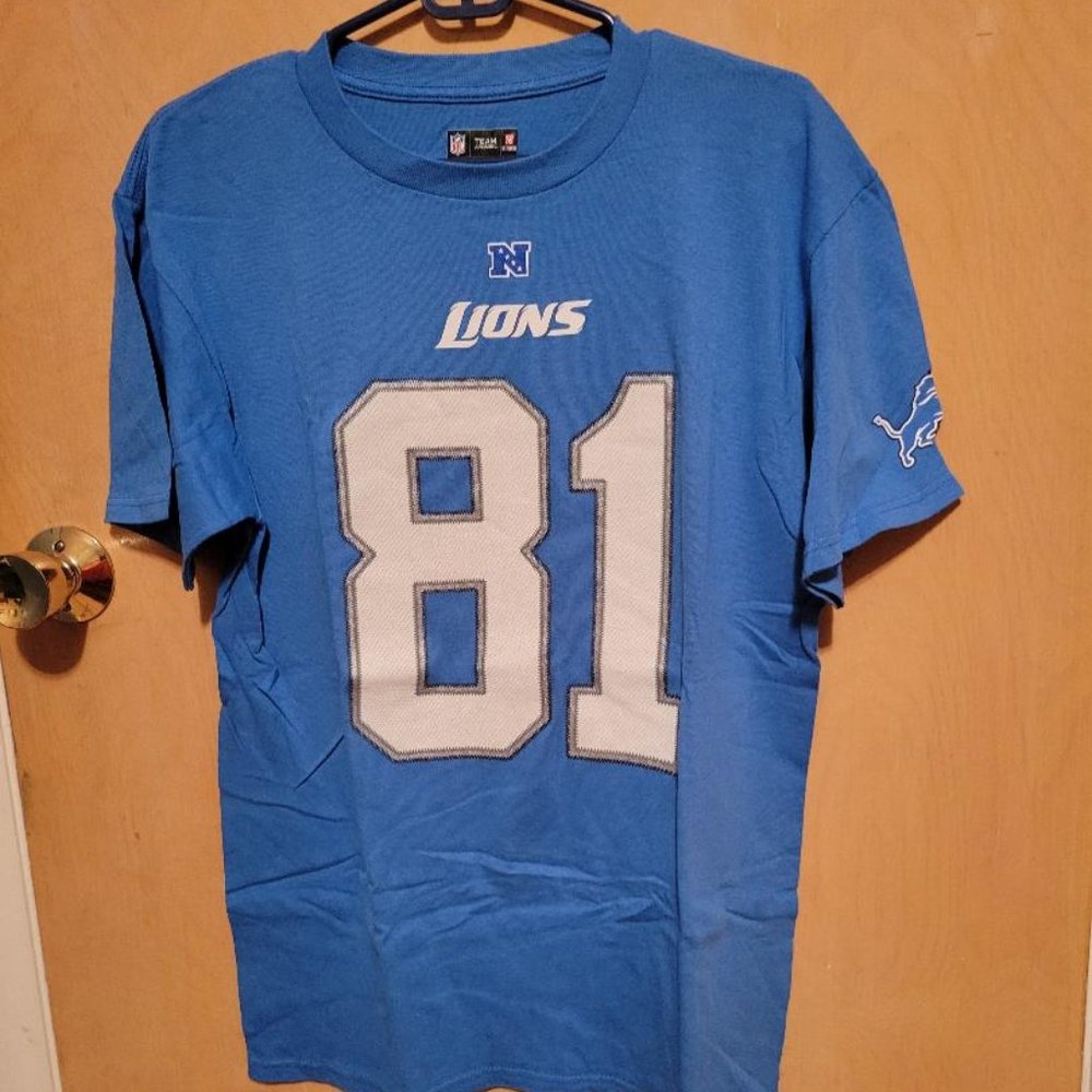 Blue Calvin Johnson Short Sleeved Name and Number Shirt- Size- Medium